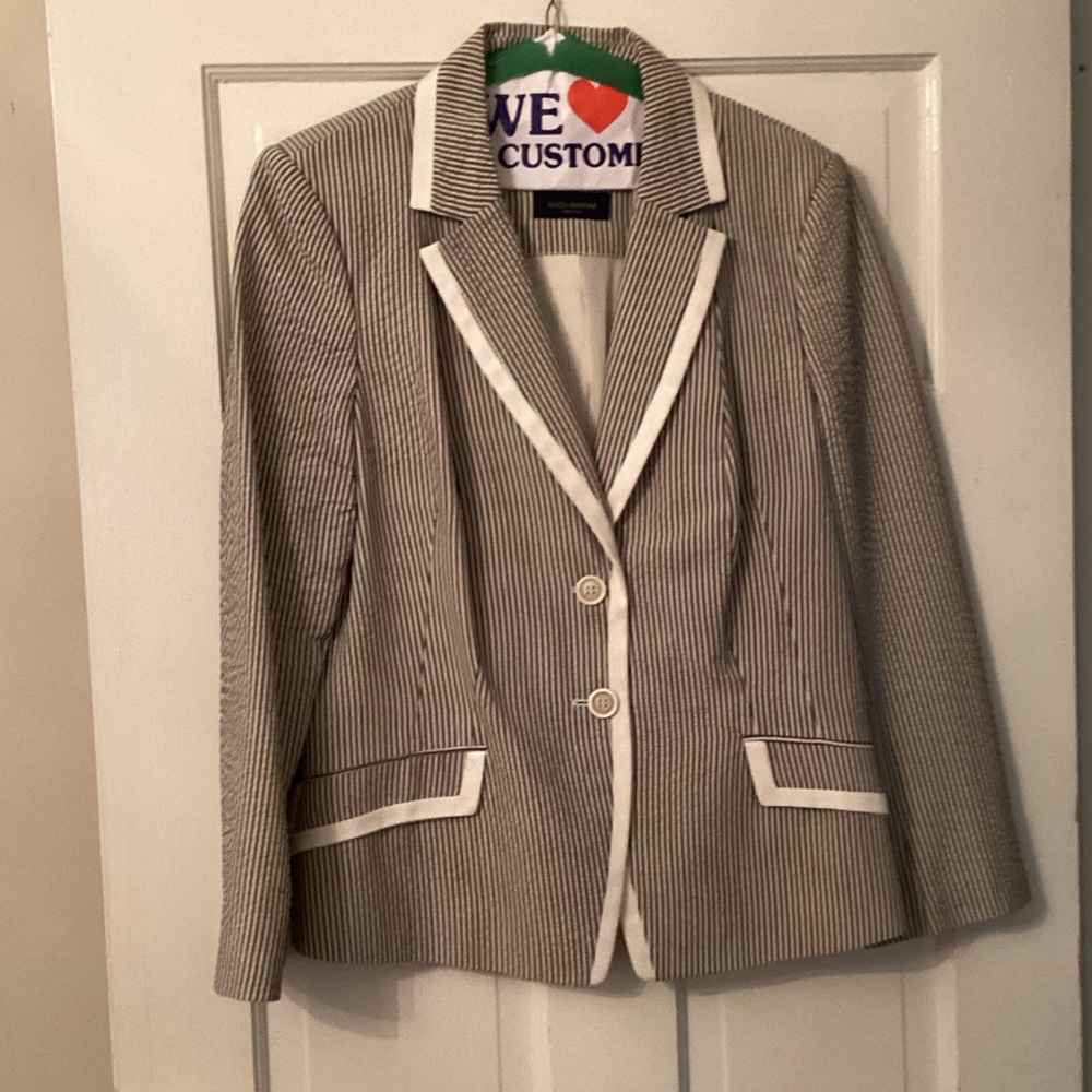 Piazza Sempione Black and White Striped Blazer